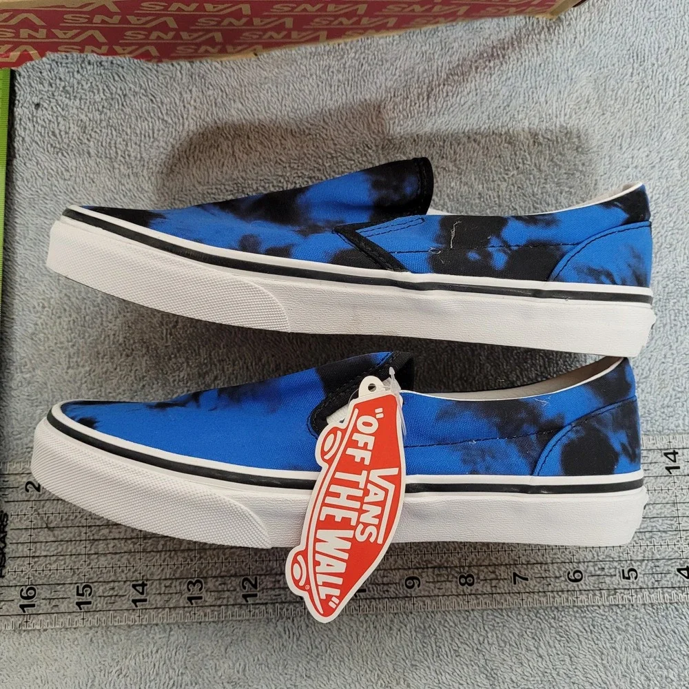 Vans Classic Slip-On Oversized Tie Dye Dazzling Blue Black VN0A4UH8ABR Size 5.5Y